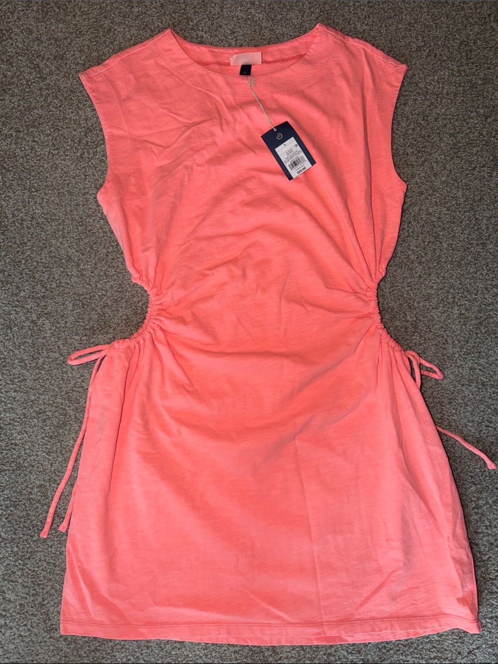 Universal threads Sleeveless Tie- cut out sides Coral Dress large NWT
